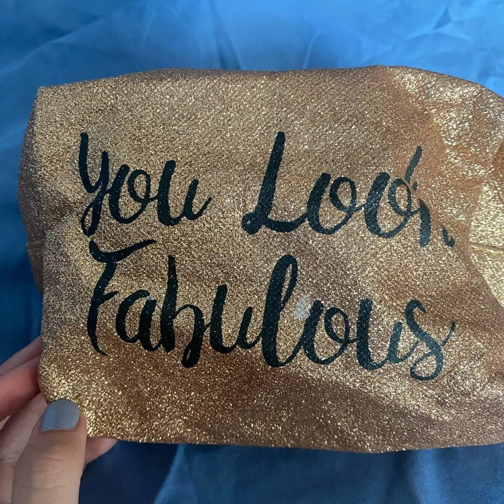 Sparkly gold makeup/cosmetic bag